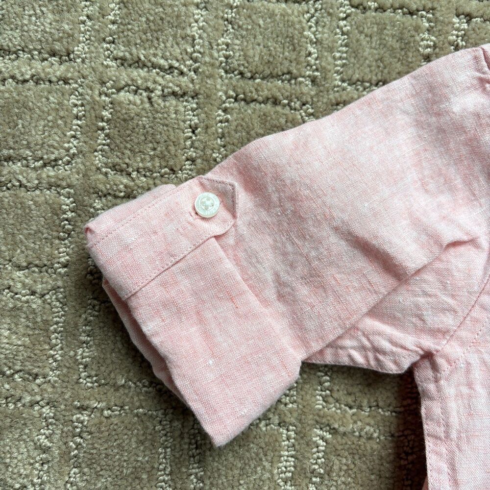 Janie and Jack Set of 2 Linen Button Down Boys Shirts 3 & 4 Toddler Peach Summer - Picture 4 of 7